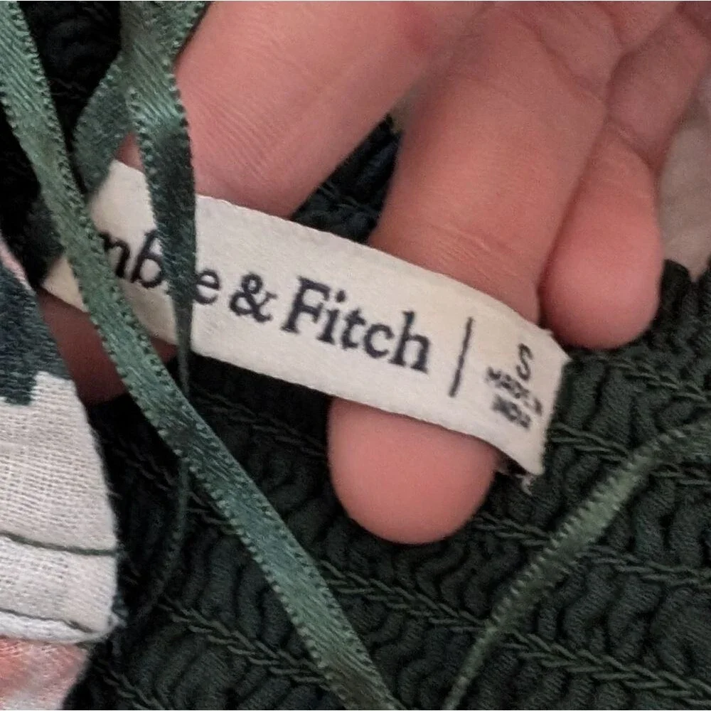Abercrombie & Fitch Knotted Halter Pink Green Floral Maci Dress S Small